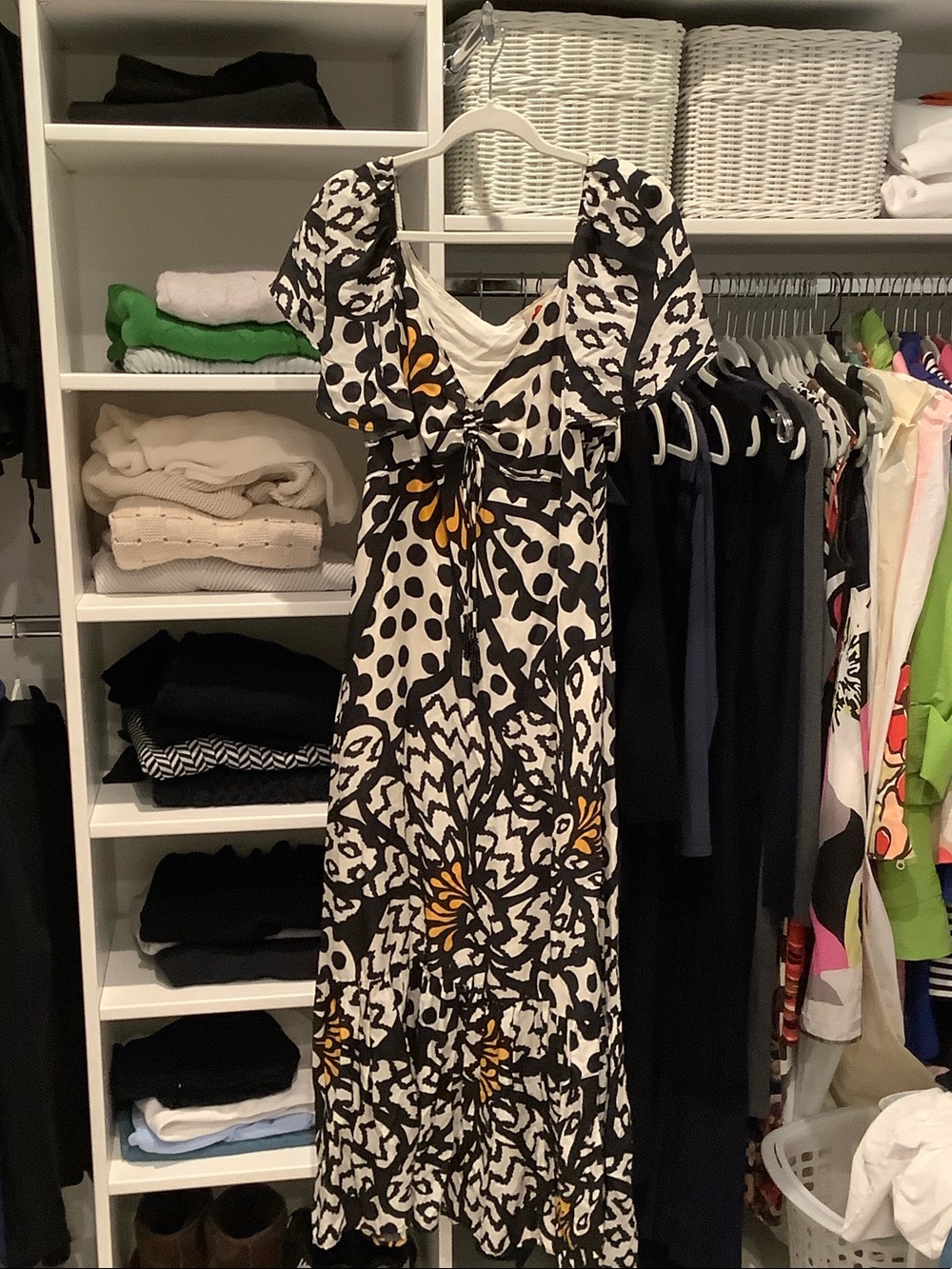 FARM Rio Black and White Maxi Dress with Mustard Accents